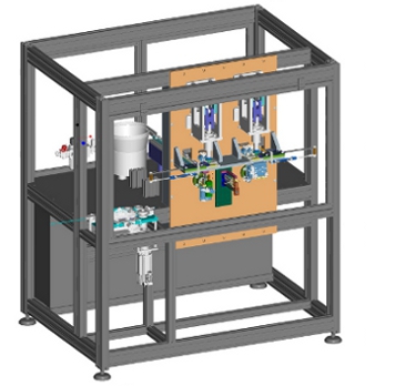 BUSHING MACHINE<br><br>Automatic machine capable of making a non-dissolvable connection between teflon tubes of defined length and pairs of brass bushes. The bushes are firmly fixed by caulking at the ends of each tube. The length of the tube can be set using a PC panel and can reach a minimum height of 50 millimeters